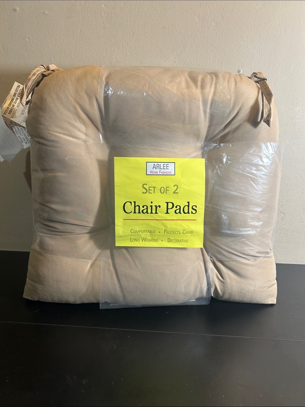 Beige Arlee Home Fashions Set of 2 Chair Pads